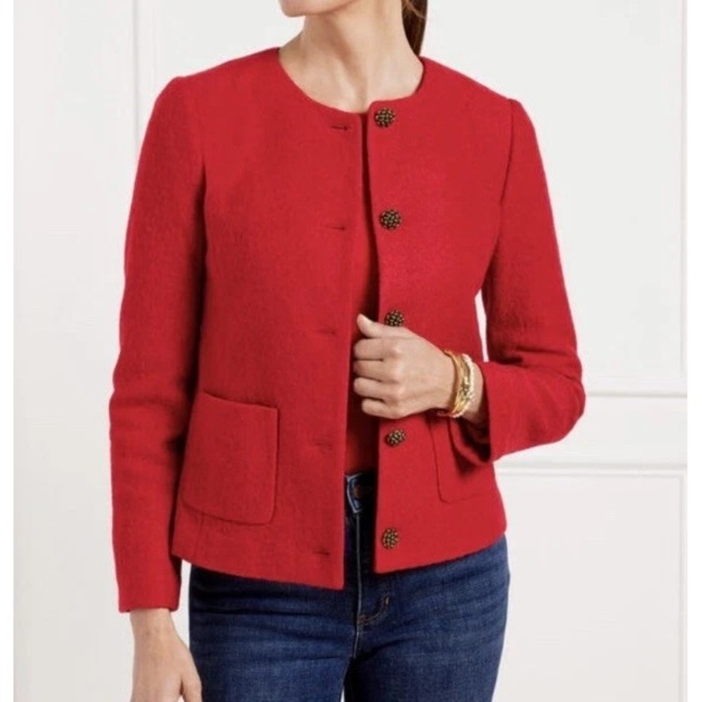 NEW Talbots Berkshire Wool Blend Red Tweed Blazer Jacket 22W Holiday Festive